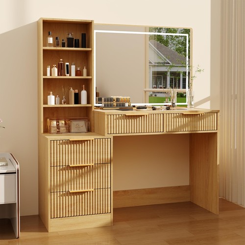 Garvee fluted vanity desk - fluted,